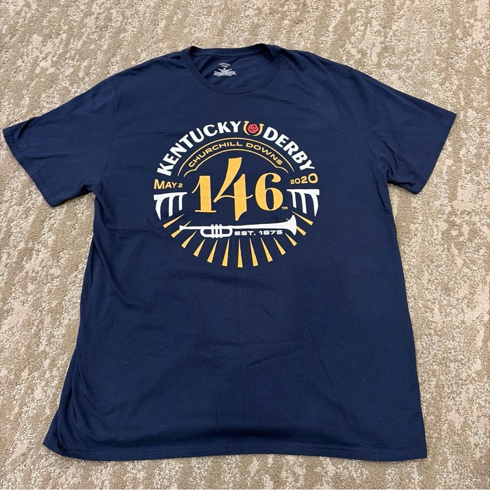 Kentucky Derby Navy XL Crew Neck Short Sleeve T-Shirt
